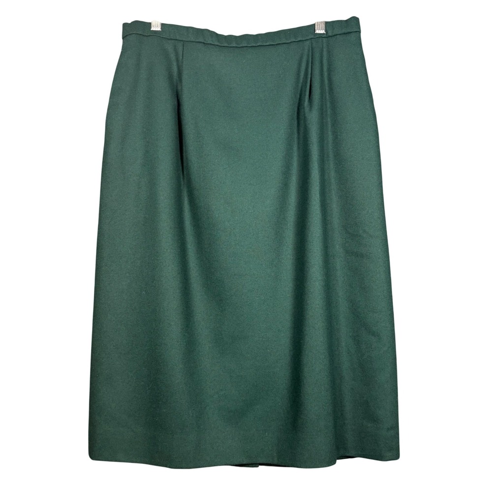 Vintage Pendleton Classic Wool Forest Green Midi Skirt Womens Size 16